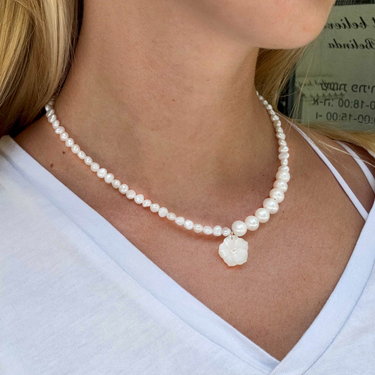 Flower Pearl Necklace - PEARL CHAIN